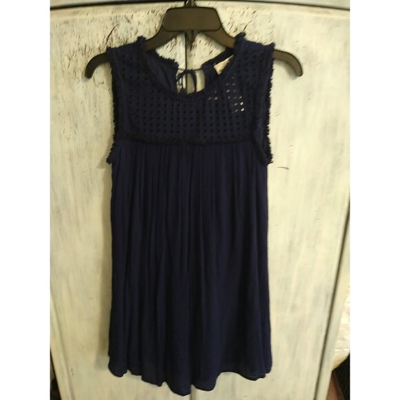 Tommy Bahama  Eyelet Mini Sleeveless Dress Xs Boho Peasant Blue Cottagecore - Picture 3 of 8